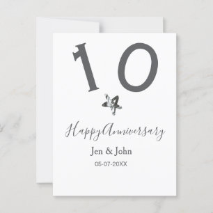 Cartão Postal Feliz 10º aniversário nome data estrela metal cinz