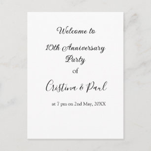 Cartão Postal Feliz 10º aniversário simples nome de casamento mi