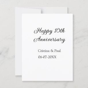 Cartão Postal Feliz 10º aniversário simples nome de casamento mi