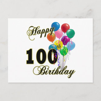 Cartão Postal Feliz 100º Aniversário Presentes e Roupa de Aniver