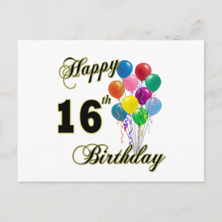 Cartão Postal Feliz 16º aniversário dos presentes e Roupa de ani