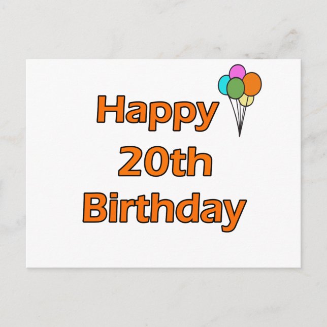 Cartão Postal Feliz 20 Birthday (Frente)