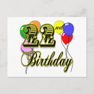 Cartão Postal Feliz 22º aniversário do Merchandise