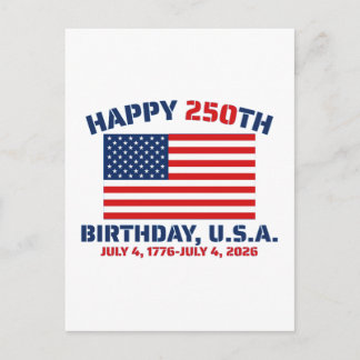 CARTÃO POSTAL FELIZ 250º ANIVERSÁRIO EUA
