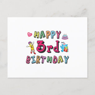 Cartão Postal Feliz 3º Aniversário desejos de aniversário de 3 a