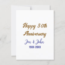 Feliz 30º aniversário de casamento azul royal dour