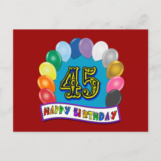 Cartão Postal Feliz 45º Aniversário do Arco Balão