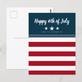 Cartão Postal Feliz 4 de julho Bandeira Americana Personalizada