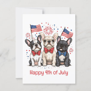 Cartão Postal Feliz 4 De Julho, Buldog Francês