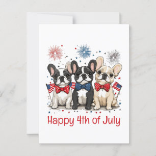 Cartão Postal Feliz 4 De Julho, Buldog Francês