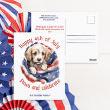 Feliz 4 de Julho Cachorrinho Fofo Bandeira America