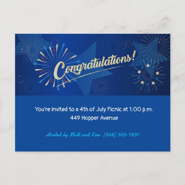 Cartão Postal Feliz 4 de julho de 2010, US Flag Parabéns (Frente)