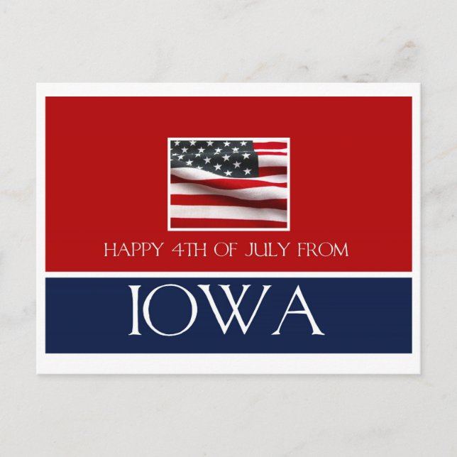 Cartão Postal feliz 4 de julho de Iowa (Frente)