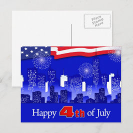 Cartão Postal Feliz 4 de julho. Patriótico