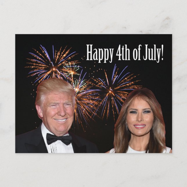 Cartão Postal Feliz 4o julho do trunfo de Donald e de Melania (Frente)