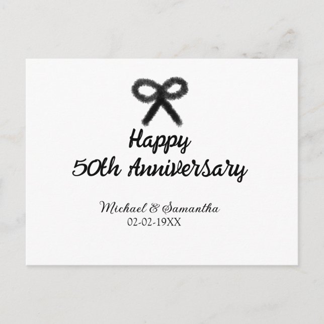 Cartão Postal Feliz 50º aniversário adicionar nome do casal data (Frente)