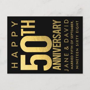 Cartão Postal Feliz 50º Aniversário de Bodas de Ouro Personaliza