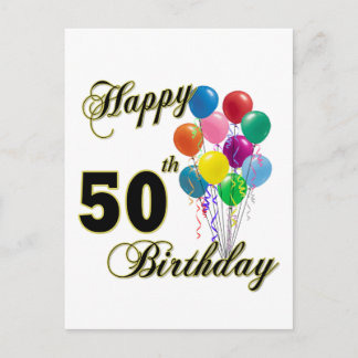 Cartão Postal Feliz 50º presente de aniversário e Roupa de anive