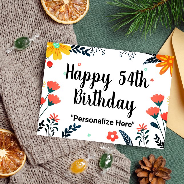 Cartão Postal Feliz 54º aniversário (Happy 54th Birthday Postcard)