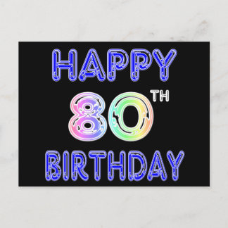 Cartão Postal Feliz 80 Aniversário Presente e Roupa de Aniversár