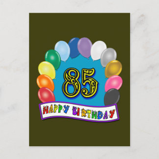 Cartão Postal Feliz 85º Aniversário com Balões