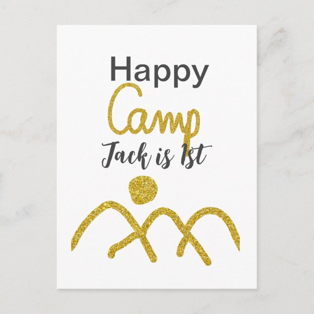 Cartão Postal Feliz acampamento de um aniversário crianças ouro  (Frente)