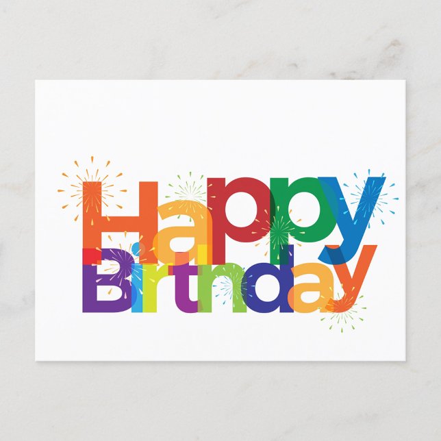 Cartão Postal Feliz aniversário (Happy Birthday Text with Colorful Letters!)