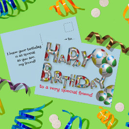 Cartão Postal Feliz Aniversário a um Amigo Muito Especial Tipogr
