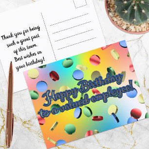 Cartão Postal Feliz Aniversário a um Funcionário Valorizado