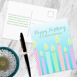 Cartão Postal Feliz Aniversário a um Grande Funcionário Velas Li