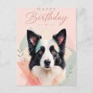 Cartão Postal Feliz Aniversário Adorável Retrato de Cachorro Pre