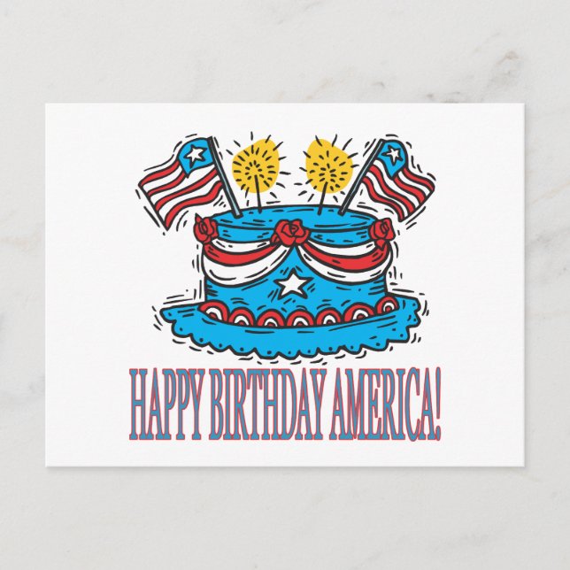 Cartão Postal Feliz aniversário América (Frente)