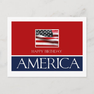 Cartão Postal Feliz aniversário América 4 de julho