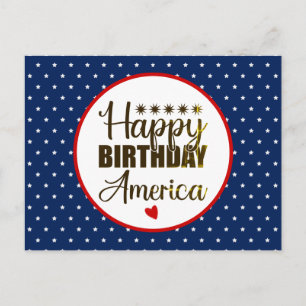 Cartão Postal Feliz Aniversário América, Patriótico Vermelho Bra