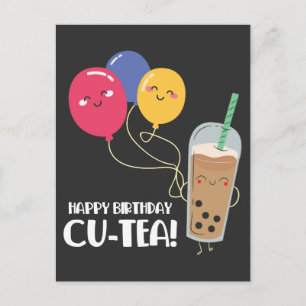 Cartão Postal Feliz Aniversário Amigo Celebração de Bubble Tea F