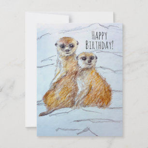 Cartão Postal Feliz Aniversário Animais Vida Selvagem Suricata 