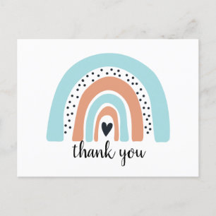 Cartão Postal Feliz Aniversário Arco-íris Azul Pêssego
