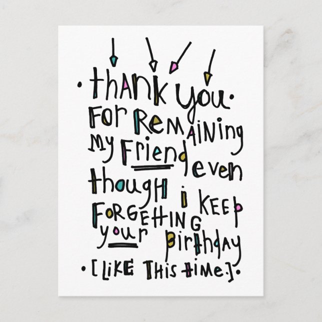 Cartão Postal Feliz Aniversário (Atrasado) (Frente)