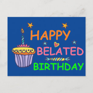 Cartão Postal Feliz Aniversário Atrasado