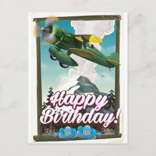 Cartão Postal Feliz Aniversário avião antigo!