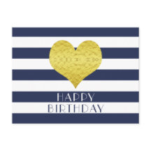 Feliz Aniversário Azul E Branco, Dourado E Bonito