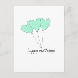 Cartão Postal Feliz Aniversário - Balões Molhados De Coração Tea