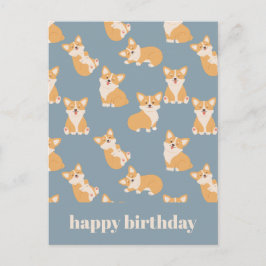 Cartão Postal Feliz Aniversário Bebe Corgi Padrão para Amante de