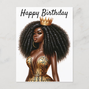 Cartão Postal Feliz Aniversário Bela Irmã Magia de Menina Negra
