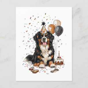 Cartão Postal Feliz Aniversário Bernese Mountain Dog