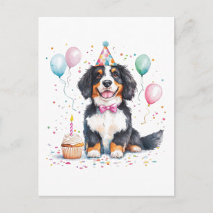 Cartão Postal Feliz Aniversário Bernese Mountain Dog