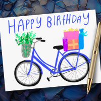FELIZ ANIVERSÁRIO Bicicleta Azul Fofa Personalizad
