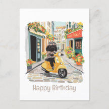 Feliz Aniversário Black Doodle Scooter