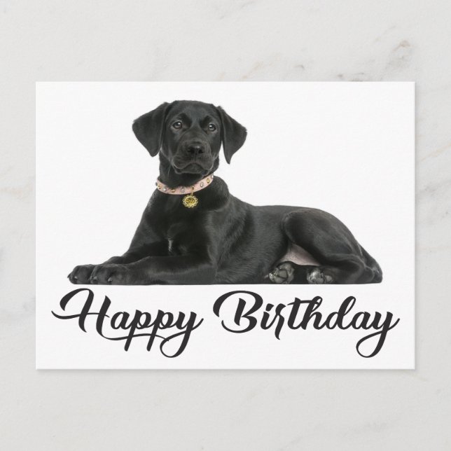 Cartão Postal Feliz aniversário Black Labrador Retriever Puppy D (Frente)