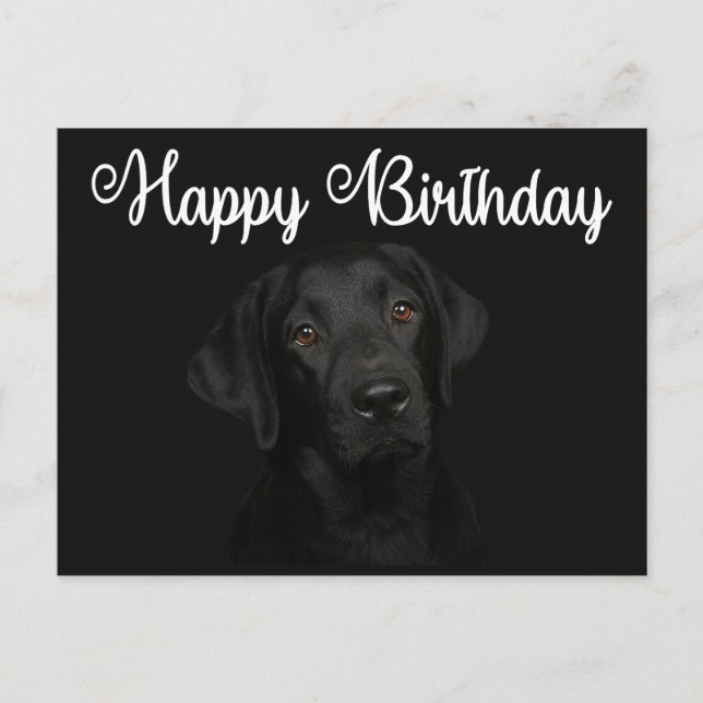 Cartão Postal Feliz aniversário Black Labrador Retriever Puppy D (Frente)